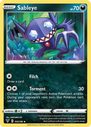 Sableye 105/185 - SWSH04 Vivid Voltage Reverse Holofoil - for just $0.12! 