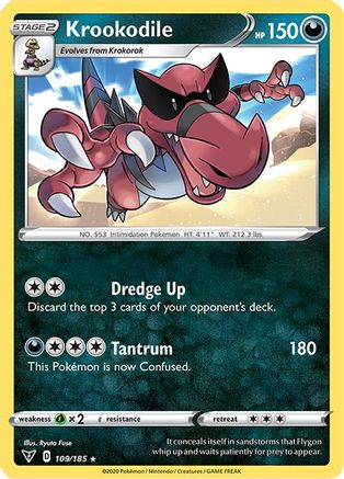 Krookodile 109/185 - SWSH04 Vivid Voltage - for just $0.08! 