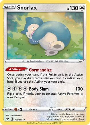 Snorlax 131/185 - SWSH04 Vivid Voltage Reverse Holofoil - for just $0.71! 