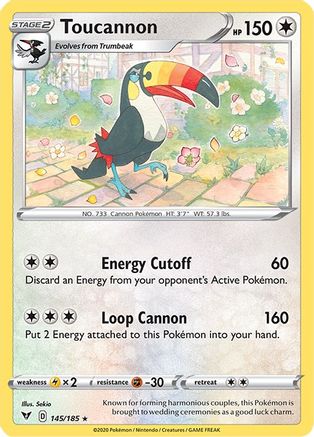 Toucannon 145/185 - SWSH04 Vivid Voltage Reverse Holofoil - for just $0.23! 