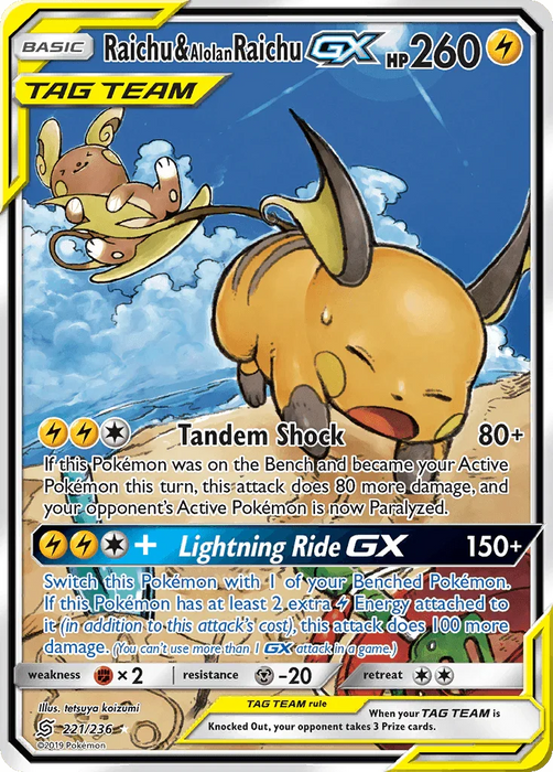 Raichu & Alolan Raichu GX (221/236) [Sun & Moon: Unified Minds] - for just $131.45! 