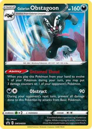 Galarian Obstagoon SWSH059/307 - SWSH Sword & Shield Promo Cards Holofoil - for just $0.75! 