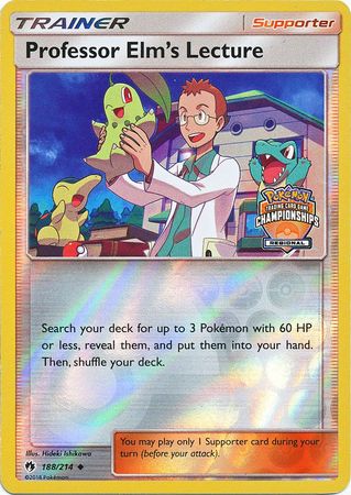 Professor Elm's Lecture (188/214) (Regional Championship Promo) [Sun & Moon: Lost Thunder] - Just $2.10! Shop now at Retro Gaming of Denver