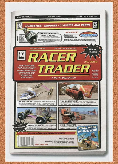 1999 Star Wars Episode I Racer PC Original Ad - for just $21.49! 