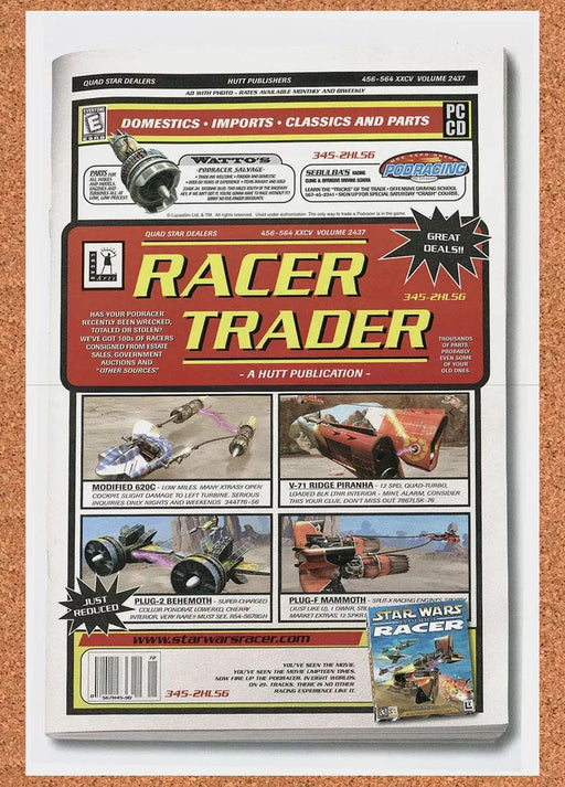 1999 Star Wars Episode I Racer PC Original Ad - for just $21.49! 