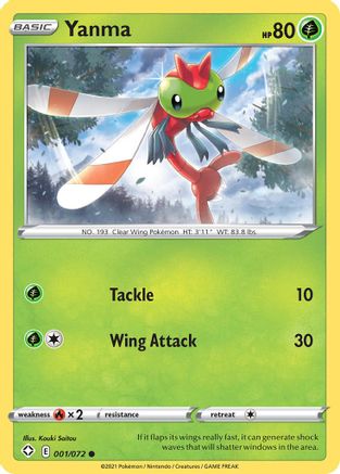 Yanma 001/072 - Shining Fates Reverse Holofoil - for just $0.08! 