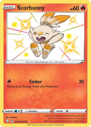 Scorbunny SV015/SV122 - Shining Fates Shiny Vault Holofoil - for just $0.89! 
