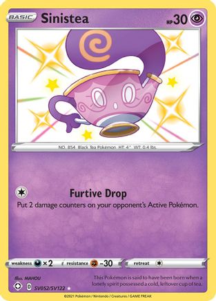 Sinistea SV052/SV122 - Shining Fates Shiny Vault Holofoil - for just $1.53! 