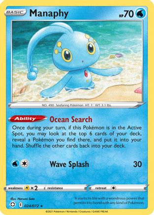 Manaphy 024/072 - Shining Fates Reverse Holofoil - for just $0.13! 