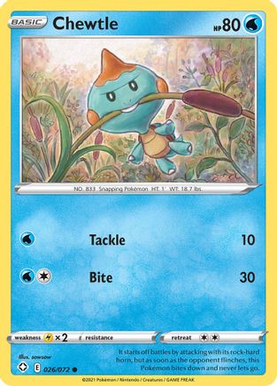 Chewtle 026/072 - Shining Fates Reverse Holofoil - for just $0.08! 