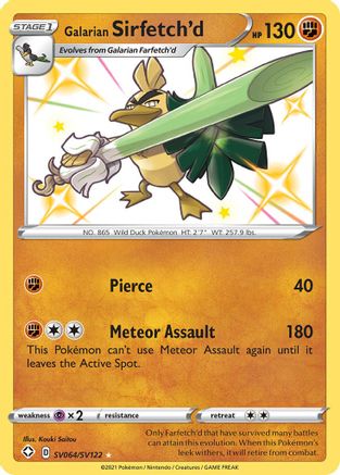 Galarian Sirfetch'd SV064/SV122 - Shining Fates Shiny Vault Holofoil - for just $0.73! 