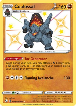Coalossal SV069/SV122 - Shining Fates Shiny Vault Holofoil - for just $0.88! 