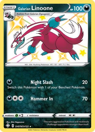 Galarian Linoone SV079/SV122 - Shining Fates Shiny Vault Holofoil - for just $0.99! 