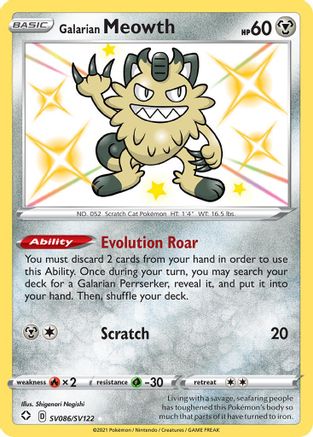 Galarian Meowth SV086/SV122 - Shining Fates Shiny Vault Holofoil - for just $2.40! 