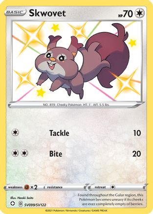 Skwovet SV099/SV122 - Shining Fates Shiny Vault Holofoil - for just $1! 