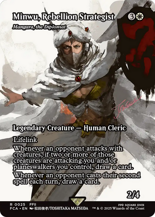 Minwu, Rebellion Strategist - Mangara, the Diplomat (Showcase) (FCA-025) - FINAL FANTASY: Through the Ages / Minwu, Rebellion Strategist (Borderless) Foil - for just $4.04! 