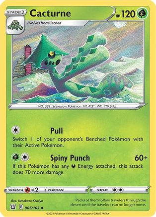Cacturne 005/163 - SWSH05 Battle Styles Reverse Holofoil - for just $0.20! 