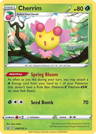 Cherrim 008/163 - SWSH05 Battle Styles Reverse Holofoil - for just $0.55! 