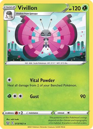 Vivillon 013/163 - SWSH05 Battle Styles Reverse Holofoil - for just $0.15! 