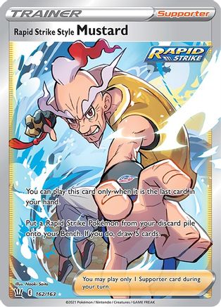 Rapid Strike Style Mustard (Full Art) 162/163 - SWSH05 Battle Styles Holofoil - for just $0.93! 