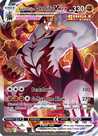 Single Strike Urshifu VMAX (Alternate Art Secret) 168/163 - SWSH05 Battle Styles Holofoil - for just $18.36! 