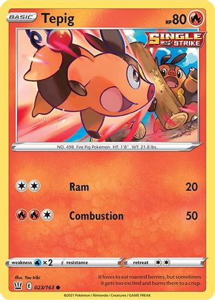 Tepig 023/163 - SWSH05 Battle Styles Reverse Holofoil - for just $0.13! 