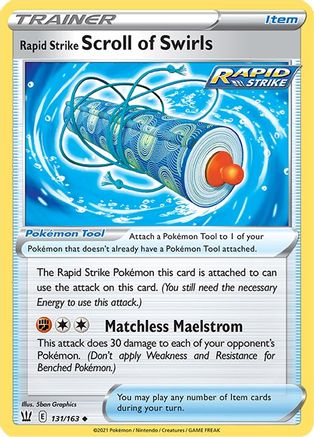 Rapid Strike Scroll of Swirls 131/163 - SWSH05 Battle Styles Reverse Holofoil - for just $0.08! 
