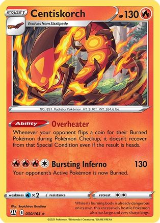 Centiskorch 030/163 - SWSH05 Battle Styles Reverse Holofoil - for just $0.13! 