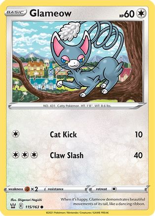 Glameow 115/163 - SWSH05 Battle Styles Reverse Holofoil - for just $0.06! 