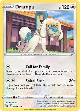 Drampa 119/163 - SWSH05 Battle Styles Reverse Holofoil - for just $0.13! 