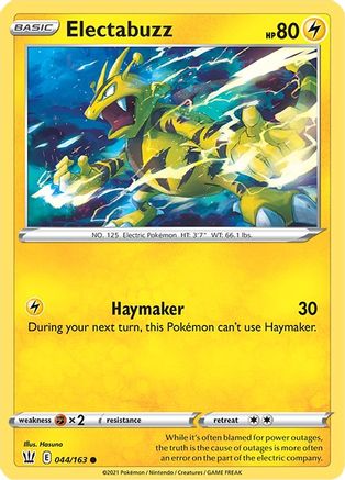 Electabuzz 044/163 - SWSH05 Battle Styles Reverse Holofoil - for just $0.08! 