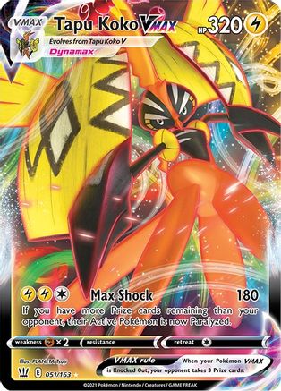 Tapu Koko VMAX 051/163 - SWSH05 Battle Styles Holofoil - for just $0.50! 