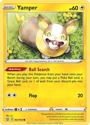 Yamper 052/163 - SWSH05 Battle Styles Reverse Holofoil - for just $0.13! 