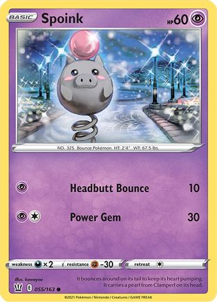 Spoink 055/163 - SWSH05 Battle Styles Reverse Holofoil - for just $0.13! 