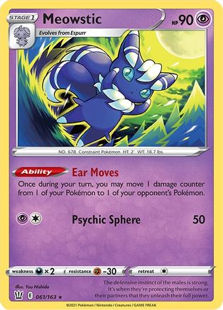 Meowstic 061/163 - SWSH05 Battle Styles Holofoil - for just $0.25! 