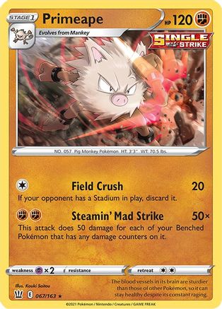 Primeape 067/163 - SWSH05 Battle Styles Reverse Holofoil - for just $0.18! 