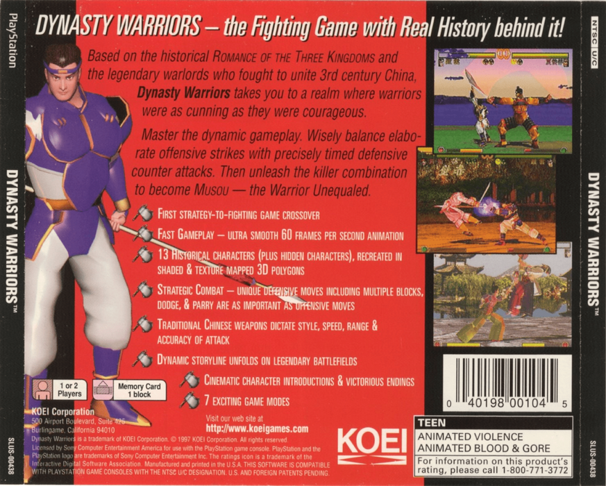 Dynasty Warriors – PlayStation 1 (PS1) - for just $18.99! 