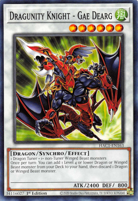 Dragunity Knight - Gae Dearg [HAC1-EN163] Common - for just $0.15! 