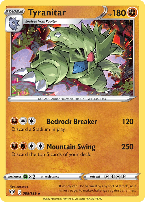 Tyranitar (088/189) [Sword & Shield: Darkness Ablaze] - for just $0.15! 