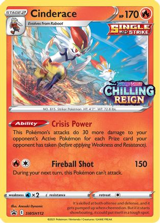 Cinderace (Prerelease) SWSH112/307 - SWSH Sword & Shield Promo Cards Holofoil - for just $1! 