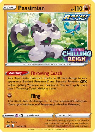 Passimian (Prerelease) SWSH115/307 - SWSH Sword & Shield Promo Cards Holofoil - for just $0.80! 