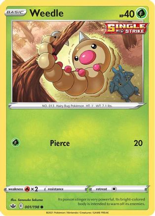 Weedle 001/198 - SWSH06 Chilling Reign Reverse Holofoil - for just $0.13! 