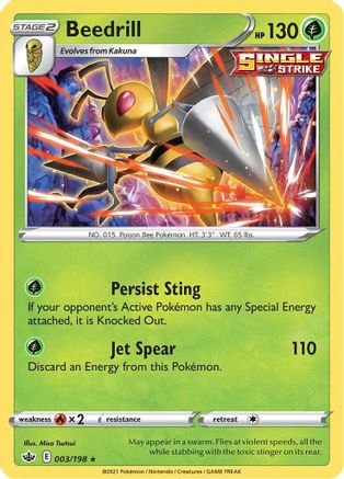 Beedrill 003/198 - SWSH06 Chilling Reign Reverse Holofoil - for just $0.18! 