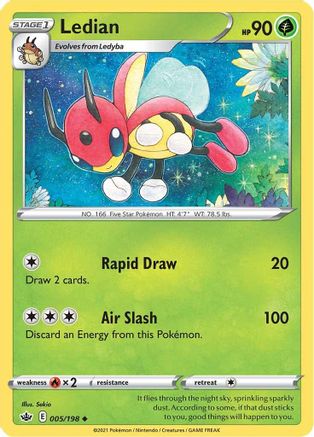 Ledian 005/198 - SWSH06 Chilling Reign Reverse Holofoil - for just $0.10! 