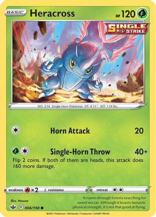 Heracross 006/198 - SWSH06 Chilling Reign Reverse Holofoil - for just $0.13! 