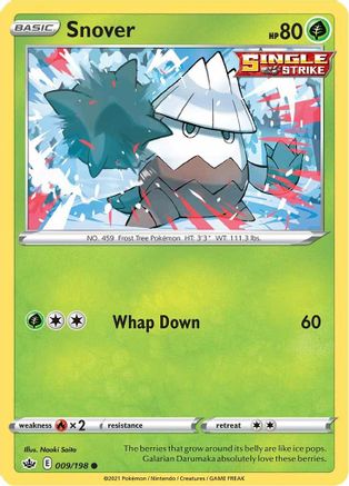 Snover 009/198 - SWSH06 Chilling Reign Reverse Holofoil - for just $0.08! 