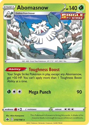 Abomasnow 010/198 - SWSH06 Chilling Reign - for just $0.08! 