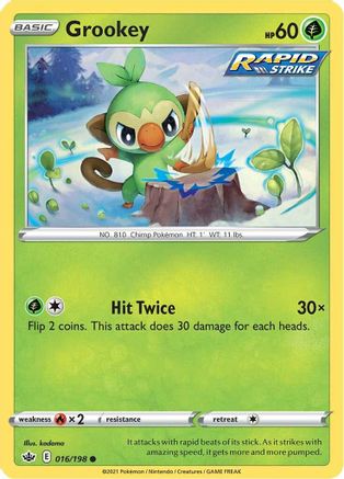 Grookey 016/198 - SWSH06 Chilling Reign - for just $0.05! 