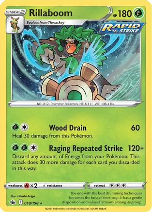 Rillaboom 018/198 - SWSH06 Chilling Reign Holofoil - for just $0.13! 