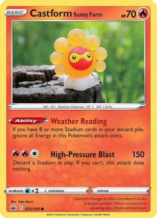 Castform Sunny Form 022/198 - SWSH06 Chilling Reign Reverse Holofoil - for just $0.18! 